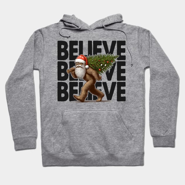 Believe - Funny Bigfoot Christmas Hoodie by TwistedCharm